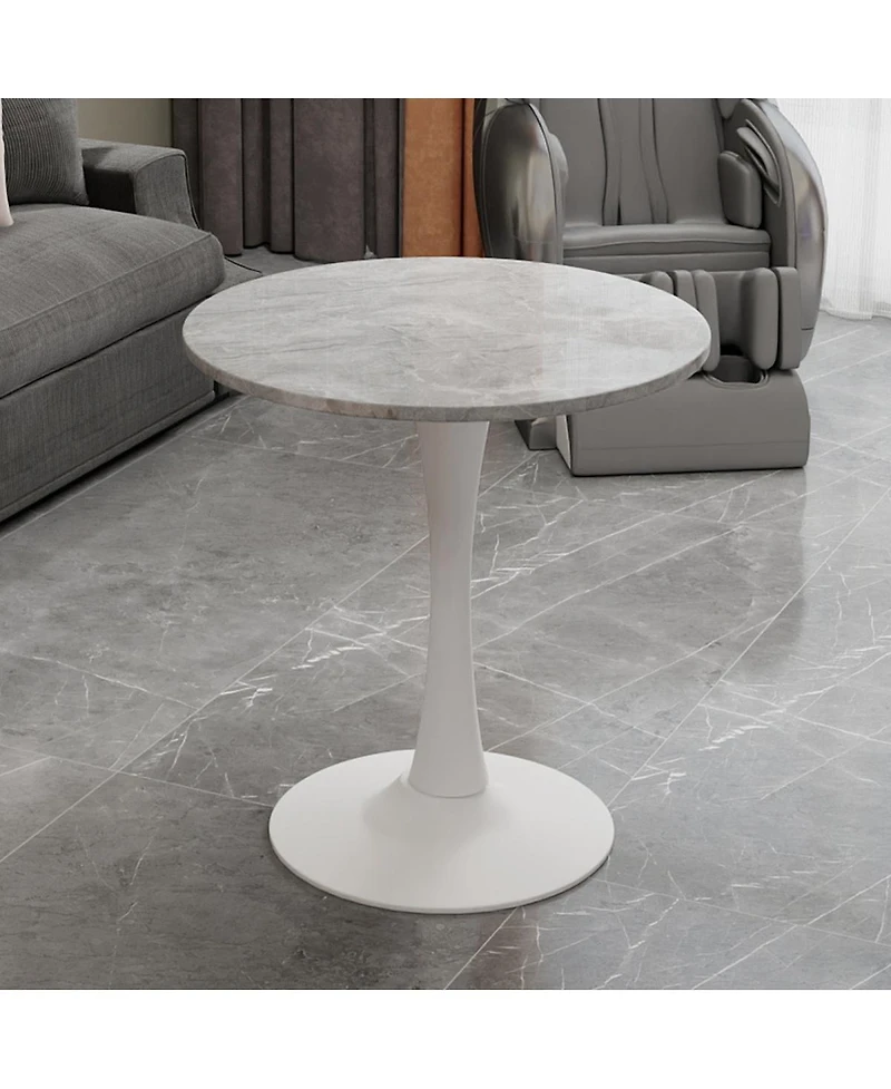 Streamdale Furniture White Mid-Century Modern Marble Coffee/Dining Table (2-4 People)