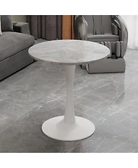 Streamdale Furniture White Mid-Century Modern Marble Coffee/Dining Table (2-4 People)