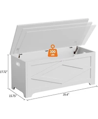 gaomon 39.4" Wooden Storage Chest, Storage Bench with Safety Hinges for Entryway & Living Room