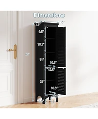 Volenca Tall Bathroom Storage Cabinet, Shutter Doors, Adjustable Shelf, Freestanding