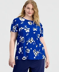 Anne Klein Essentials Plus Size Tulip-Sleeve Knit Top