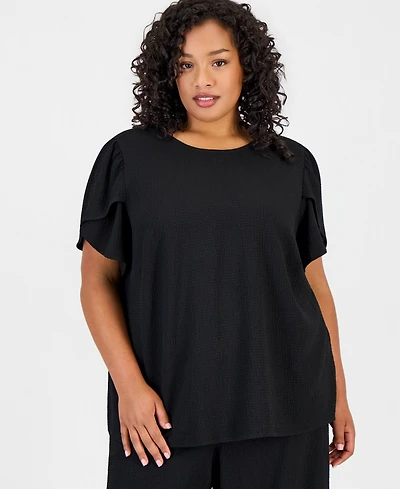 Anne Klein Essentials Plus Tulip-Sleeve Top