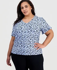 Anne Klein Essentials Plus V-Neck Ruffled-Cuff Blouse