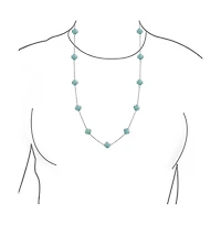 Bling Jewelry White Pink Aqua Blue Black Enamel Flower Strand Necklace 40 Inch