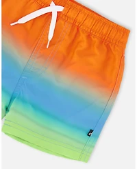 Deux par Deux Baby Boys Boardshorts Orange Blue and Green Gradient