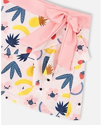 Deux par Girls Beach Skirt Cover-Up Pink Printed Fruits