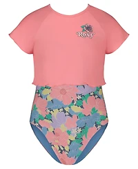 Roxy Girls' 8-16 Scoop Neck Top & Floral One-Piece Swimsuit, 2-Piece Set