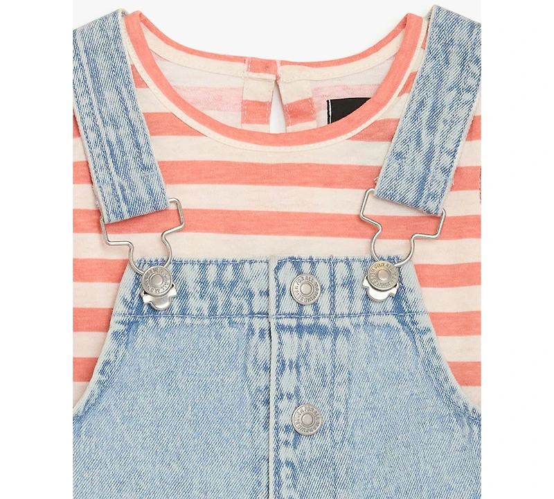 7 For All Mankind Baby Girls' Short-Sleeve Top & Shortall, 2-Piece Set