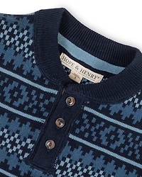 Hope & Henry Little and Big Boys' Organic Long Sleeve Henley Pullover Sweater with Elbow Patches