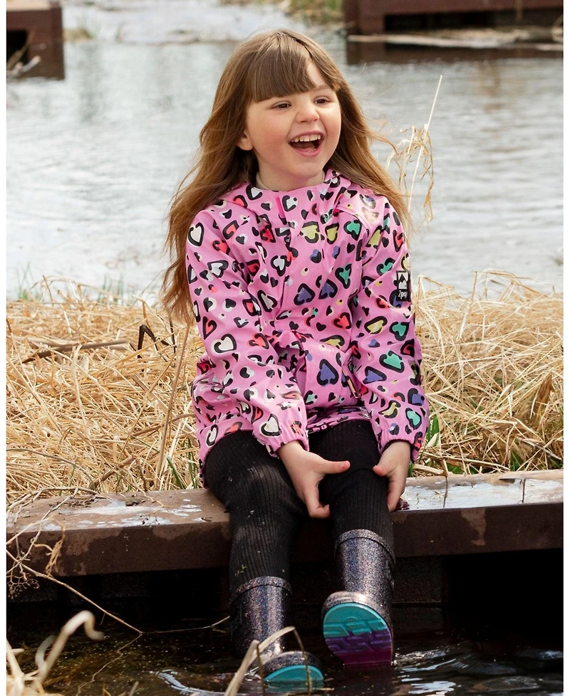 Deux par Toddler Girls Rain Jacket Polyurethane Pink Heart Print