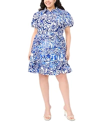 Msk Plus Size Collared Neck Mini Dress