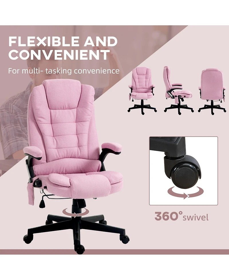 Boyel Living 6 Point Vibrating Massage Office Chair with Heat Linen High Back Executive Recliner