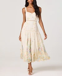 Astr the Label Women's Pellagia Sweetheart Neck Midi Dress