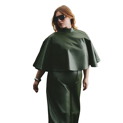 Eloquii Women's Plus Faux Leather Cape Top