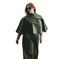 Eloquii Women's Plus Faux Leather Cape Top