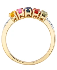 Macy's Multi-Sapphire (1-7/8 ct. t.w.) and Diamond Accent Ring in 14k Yellow Gold
