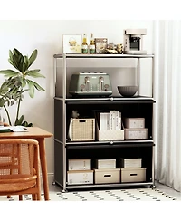 Mega Casa 3-Tier Storage Cabinet Metal Shelving Unit – Multi-Functional Kitchen Organizer, White