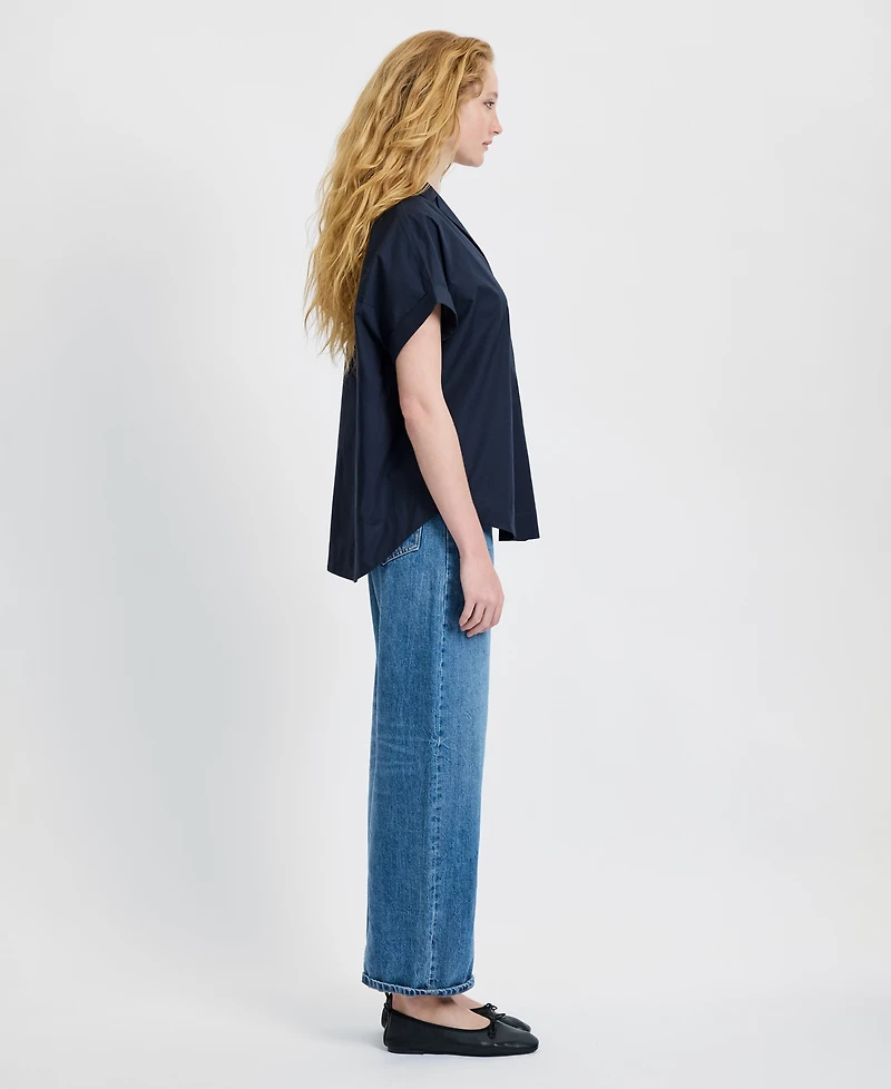 French Connection Women's Poplin Collared Top