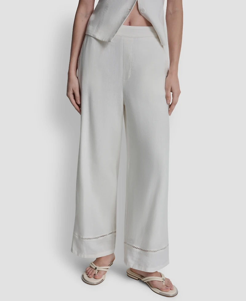 Dkny Jeans Petite High Rise Pull-On Wide Leg Ankle Pants