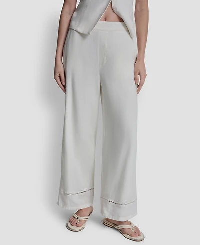 Dkny Jeans Petite High Rise Pull-On Wide Leg Ankle Pants
