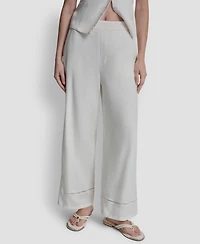 Dkny Jeans Petite High Rise Pull-On Wide Leg Ankle Pants