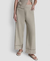 Dkny Jeans Petite High Rise Pull-On Wide Leg Ankle Pants