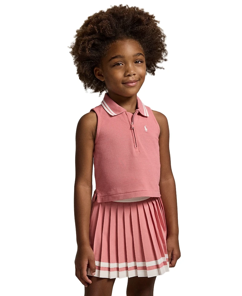 Polo Ralph Lauren Girls' 2-6X Stretch Mesh Half-Zip Boxy Shirt