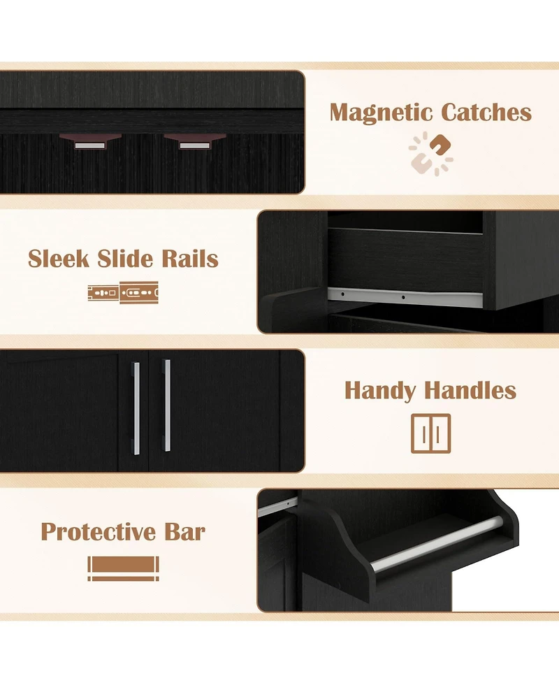 Volenca Kitchen Island Cart with Towel Rack and Spice