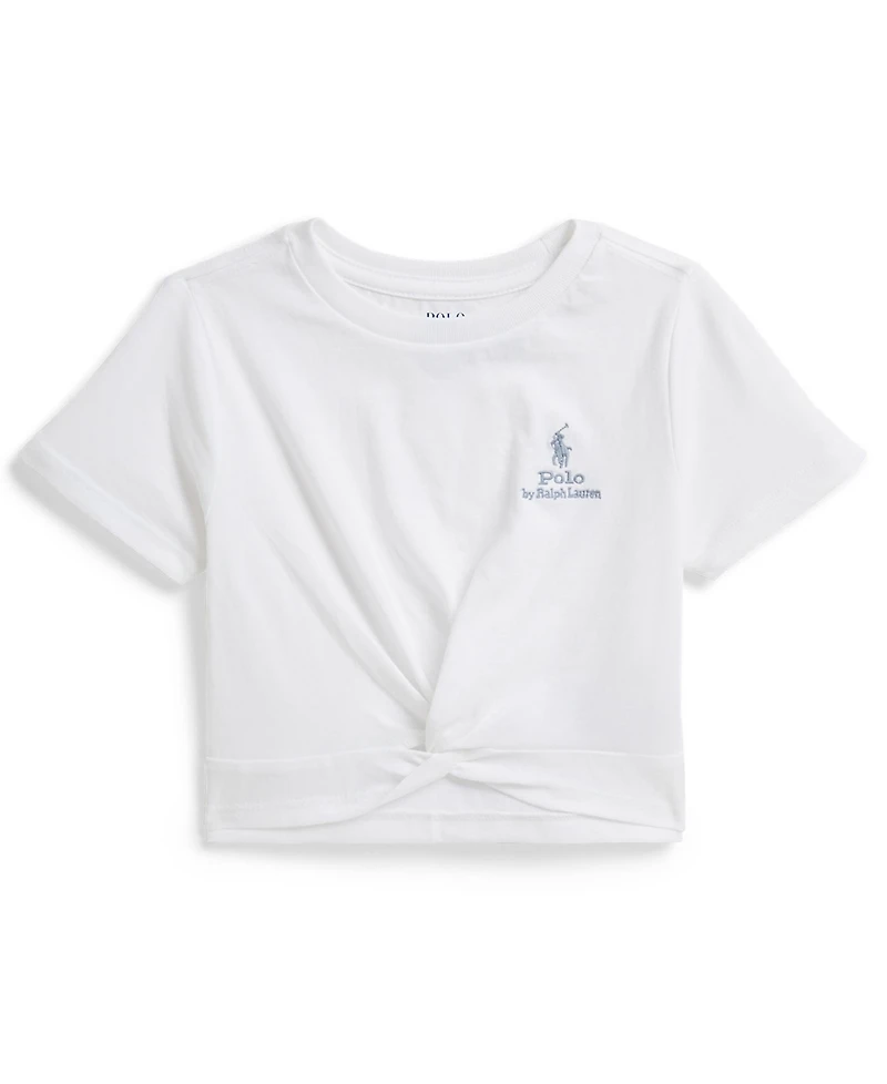 Polo Ralph Lauren Girls' 2-6X Logo Knot-Front Crewneck Boxy T-Shirt