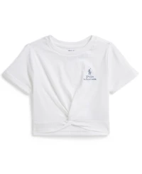 Polo Ralph Lauren Girls' 2-6X Logo Knot-Front Crewneck Boxy T-Shirt