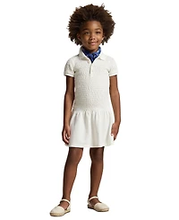 Polo Ralph Lauren Girls' 2-6X Smocked Stretch Mesh Collar Dress