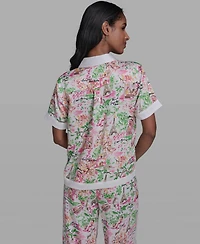 Karl Lagerfeld Paris Women's Collared Short-Sleeve Top