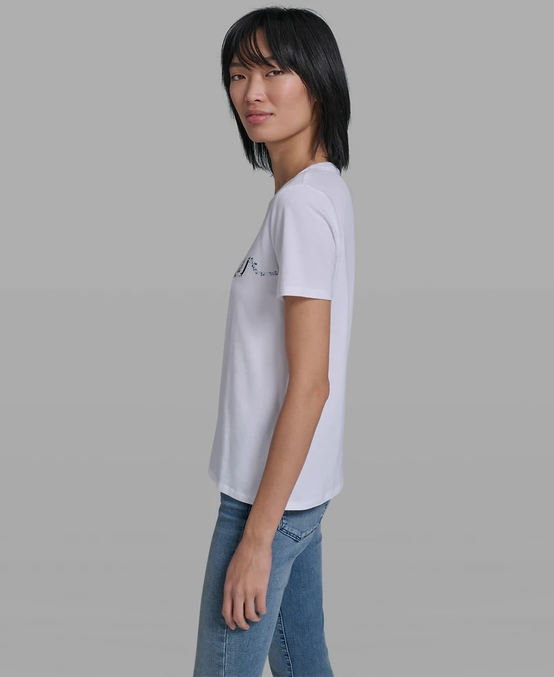 Karl Lagerfeld Paris Women's Crew Neck Sunglasses T-Shirt