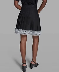 Karl Lagerfeld Paris Women's Pleated Lace Trim Skirt