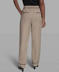 Karl Lagerfeld Paris Women's Mid Rise Contrast Trim Pants