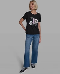 Karl Lagerfeld Paris Women's Crew Neck Short-Sleeve T-Shirt