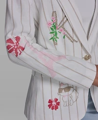 Karl Lagerfeld Paris Women's Stripe Collared Blazer