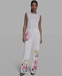 Karl Lagerfeld Paris Women's Placed Floral Print Pants