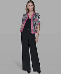 Karl Lagerfeld Paris Women's Crew Neck Button-Front Sweater