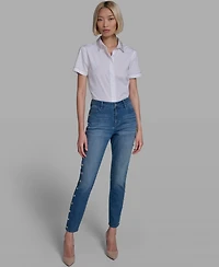 Karl Lagerfeld Paris Women's Mid Rise Straight Jeans