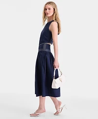 On 34th Women's Poplin Topstitch Midi Skirt, Macy's Exclusive