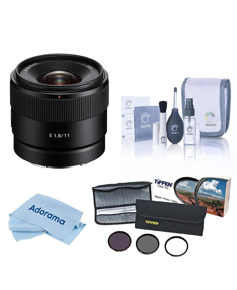 Sony 11mm f/1.8 Lens, Bundle with 55mm Essentials Filter Kit, Cleaning Kit and Cleaning Cloth