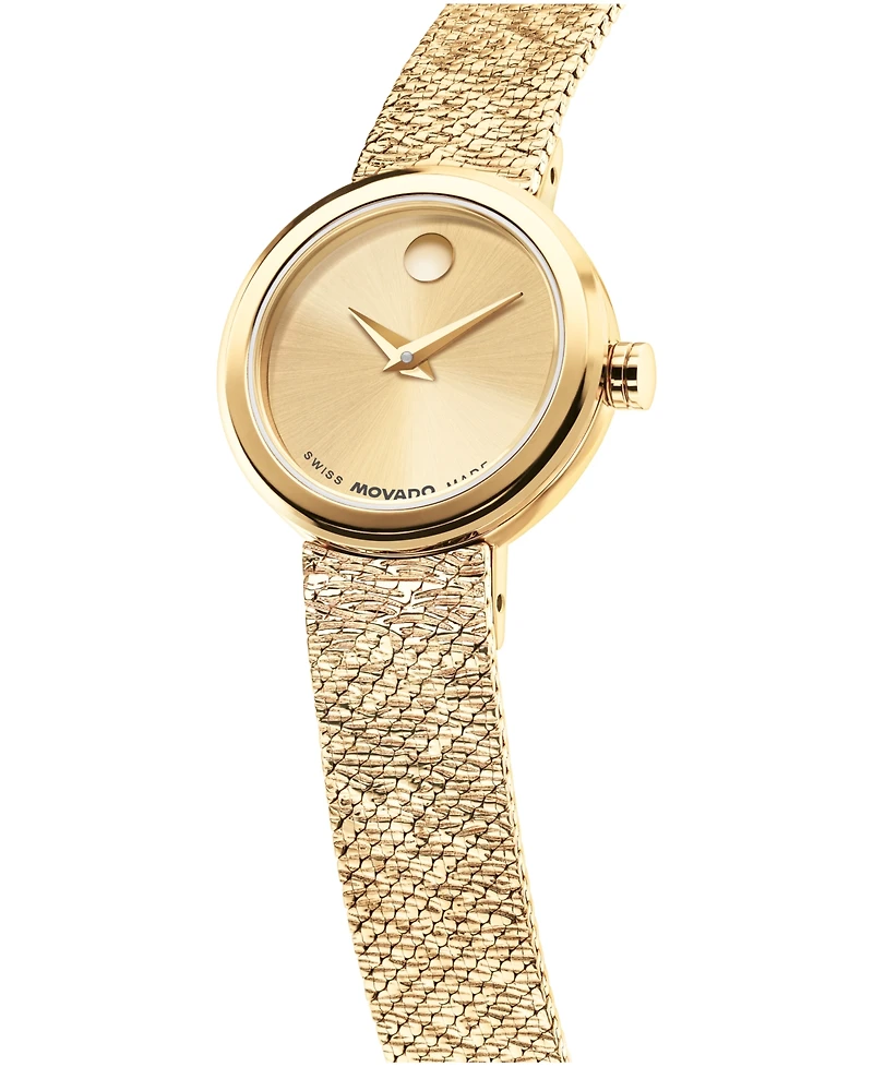 Movado Women's Museum Velura Mini Swiss Quartz Light Yellow Pvd Steel Watch, 21mm