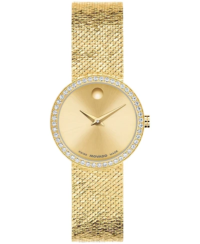 Movado Women's Museum Velura Lab Grown Diamond Swiss Quartz Light Yellow Pvd Steel Watch, 25mm