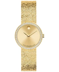 Movado Women's Museum Velura Lab Grown Diamond Swiss Quartz Light Yellow Pvd Steel Watch, 25mm