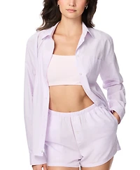 Gap Women's Poplin Notch Collar Long-Sleeve Sleep Shirt