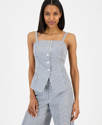 Tahari Asl Women's Striped Button-Front Sleeveless Top