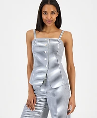 Tahari Asl Women's Striped Button-Front Sleeveless Top