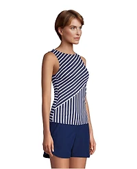 Lands' End Women's Mastectomy Chlorine Resistant High Neck Upf 50 Modest Tankini Swimsuit Top