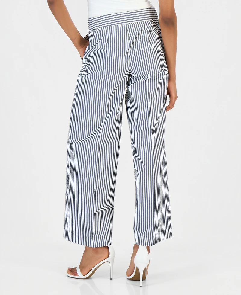 Tahari Asl Women's Seersucker Stripe Wide-Leg Pants